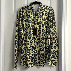 NWT Silk-like Leopard Print Men’s shirt XL